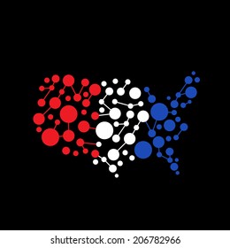 United States Abstract dot line map. Concept for communication, structure, network. Vector icon