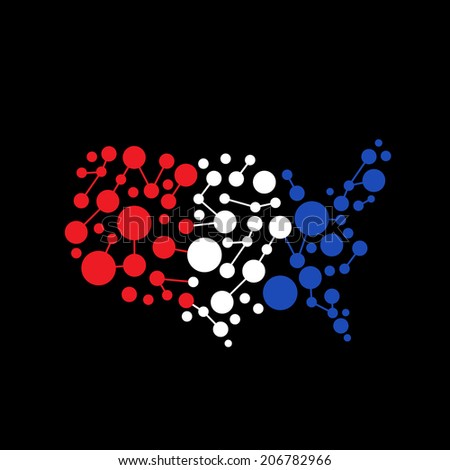 United States Abstract dot line map. Concept for communication, structure, network. Vector icon