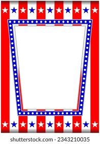 United States abstract flag border frame with empty space for your text.
