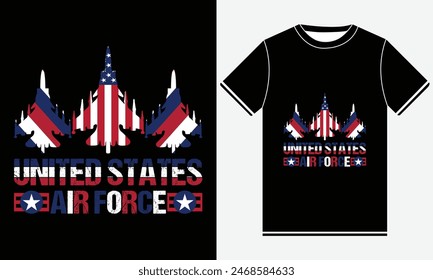 United States Air Force T-shirt, 4th of July, 4th of July Dress, USA Flag T-shirt, America T-shirts, Independence day, Best USA T-shirt, USA Shirt Design Template, Illustration