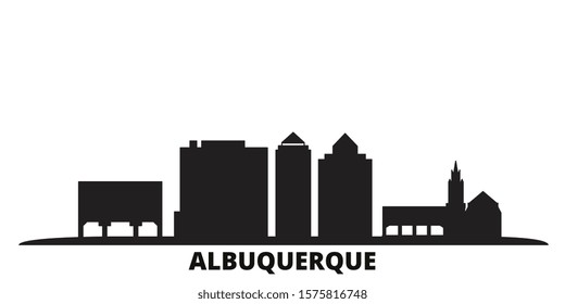 United States, Albuquerque City city skyline isolated vector illustration. United States, Albuquerque City travel black cityscape