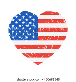 United States of Amercia USA grunge heart. Vector illustration.