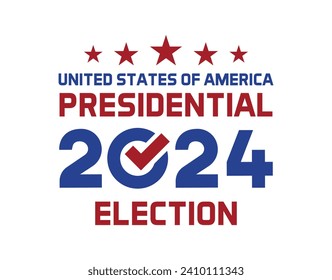 United States of America 2024 Presidential Election day. Vector background with usa flag colors and text