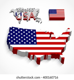 United States of America 3D ( map and flag ) ( transportation and tourism concept )