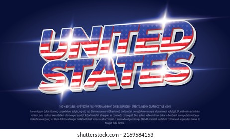 United States Of America 3d Style Editable Text Effect