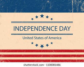United States of America. 4th of July. Independence Day. Vector 10. Vintage poster.
