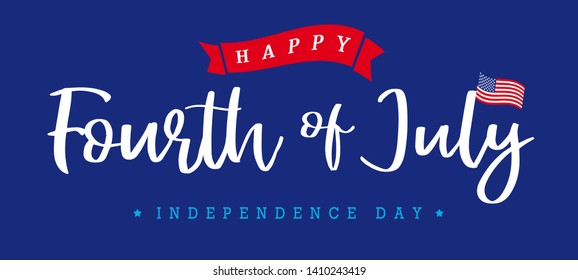 United States of America 4th of July, Independence Day vintage logo badge Illustration. Calligraphic Fourth of July vector typography for banner or poster design