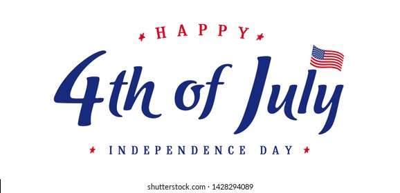 United States of America 4th of July, Independence Day vintage logo. Calligraphic Fourth of July typography design for banner or poster. Vector Illustration