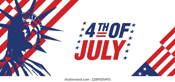 The United States of america 4th of July modern background with the Statue of liberty. Vector design.