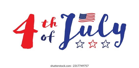 United states of america 4th of july, independence day greeting typography illustration for banner or poster design. Vector design.