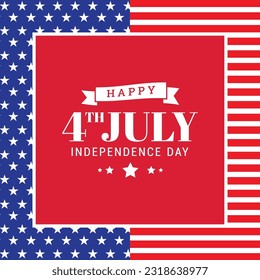 United States of America 4th of July independence day banner background template flyer design with star and stripe. Vector illustration.