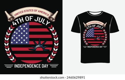 UNITED STATES OF AMERICA 4TH OF JULY INDEPENDENCE DAY TYPOGRAPHY T-SHIRT DESIGN . PRINT ,POSTER