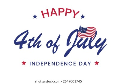 United States of America 4th of July, Independence Day vintage logo badge Illustration. Calligraphic Fourth of July vector typography for banner or poster design