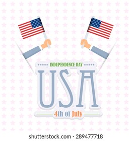 United States of America 4th of July Happy Independence Day Announcement Celebration Message Poster. Flags hold Hands, Flyer, Card, Background Vector Design
