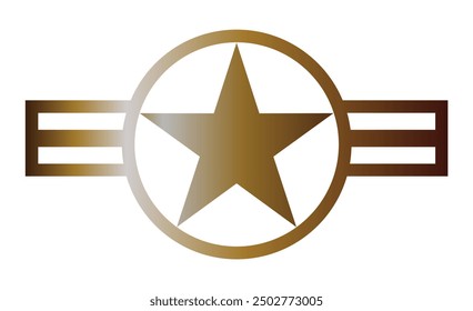 United States of America Air force flag ribbon vector illustration isolated. Proud military gold symbol USA aviation. National coat of arms USA aviation soldier troops. Patriotic air plane emblem.