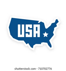 The United States of America, American map with USA letters and star
