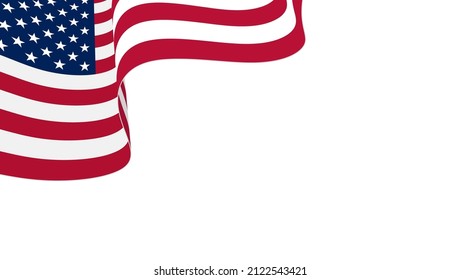 Estados Unidos de América o Estados Unidos ondeando la bandera en el fondo blanco. Ilustración vectorial para bandera ondulante estadounidense o estadounidense. Bandera estadounidense del Día de la Independencia. Versión vectorial. 