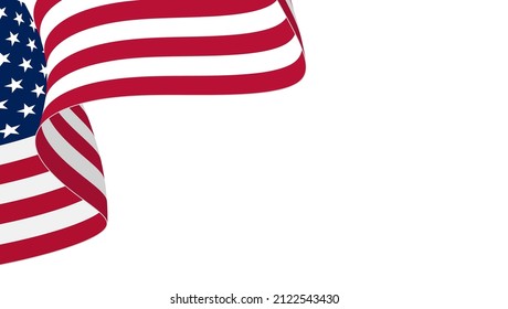 The United States of America or American waving flag on the white background. Vector illustration for American or USA waving flag. Independence day American flag. Vector version. 