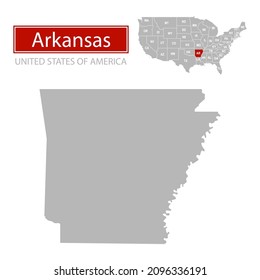 United States of America, Arkansas state, map borders of the USA Arkansas state.