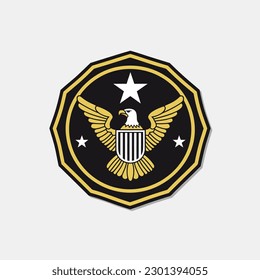 United States of America Badge with Eagle and Stars. Vektorgrafik.