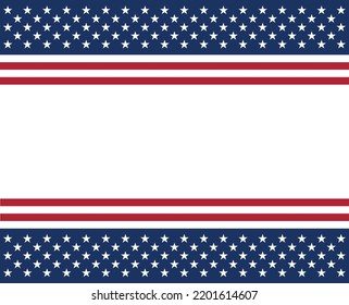 United States of America banner. American style banner. USA flag theme. Stars and stripes. Land of the free and the home of the brave. Star-spangled.