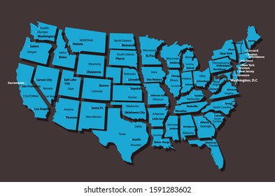 United States of America blue map