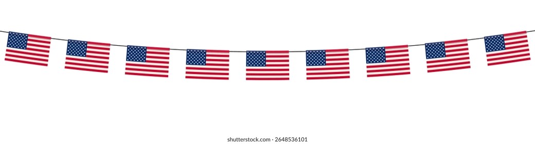 United states of America bunting flag isolated on white background. Design concept for national holidays, festival, carnival, ets.