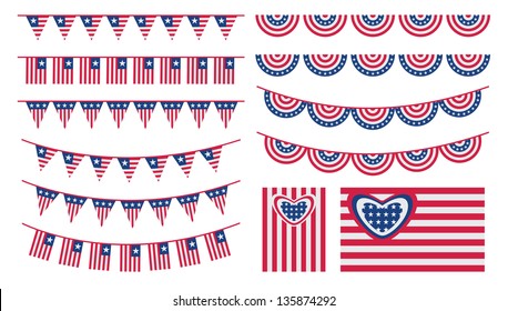 United States of America bunting and flags set