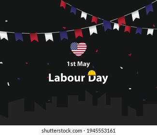 United States of America Celebrating Labour Day on 1st May every year. USA labour day banner with decorative elements.
