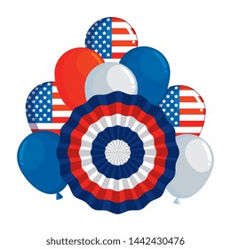 united states of america circular flag and balloons helium