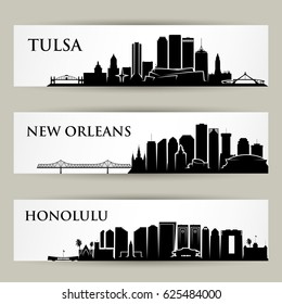 Ciudades de los Estados Unidos de América - horizontes - ilustración vectorial