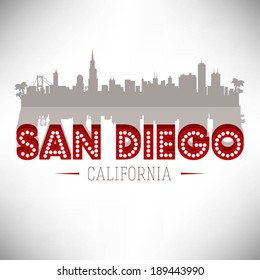 United States of America Cities/States, vector illustration.