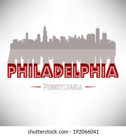 United States of America cities/states vector illustration. Philadelphia, Pennsylvania skyline design.