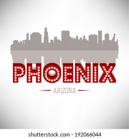 United States of America cities/states vector illustration. Phoenix, Arizona skyline design.