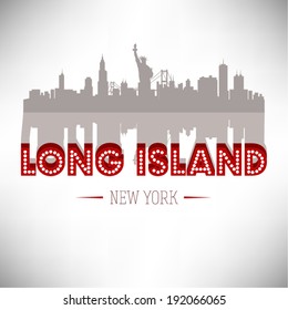 United States Of America Cities/states Vector Illustration. Long Island, New York Skyline Design.