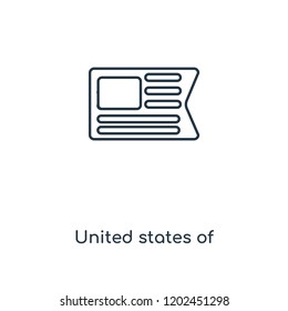 United states of america concept line icon. Linear United states of america concept outline symbol design. This simple element illustration can be used for web and mobile UI/UX.