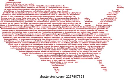 The United States of America Constitution written in a form of USA map