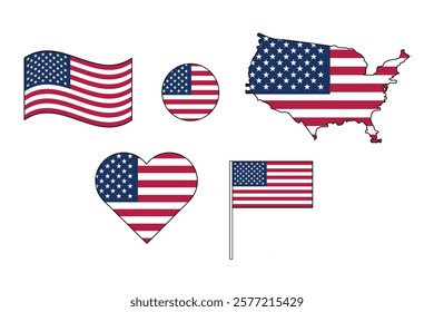 United States America country flag icon set modern vector