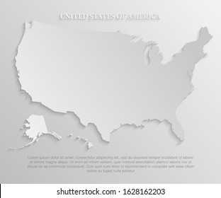 United states of America country - high detailed illustration map. Blank similar USA map isolated on white background. Vector template state for website, design, cover, pattern, infographics.