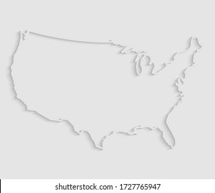 United states of America country - high detailed illustration map. Blank similar USA map isolated on white background. Vector template state for website, design, cover, pattern, infographics.