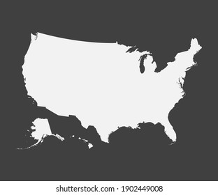 United states of America country - high detailed illustration map. Blank similar USA map isolated on white background. Vector template state for website, design, cover, pattern, infographics.