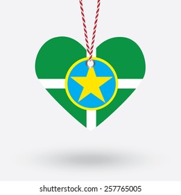 United States of America Country Jackson City flag in the shape of a heart with hang tags