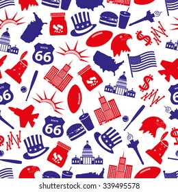 united states of america country theme symbols seamless pattern eps10