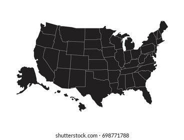 United States of America country. USA map isolated on white background. Template for website, design, cover, infographics. Vector illustration