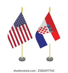 united states america croatia table flag vector design illustration