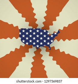 United States of America democratic pulse radiating outward. Vector illustration.