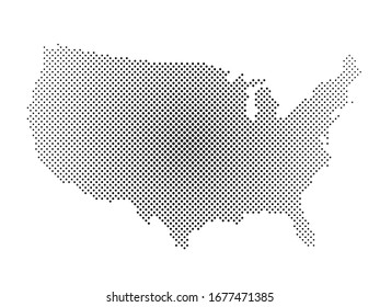 United States of America. Dotted halftone map of USA. Simple flat vector illustration.