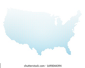 United States of America. Dotted halftone map of USA. Simple flat vector illustration.