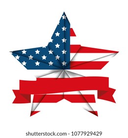 united states of america emblem with star shape and ribbon