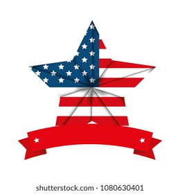united states of america emblem with star shape and ribbon